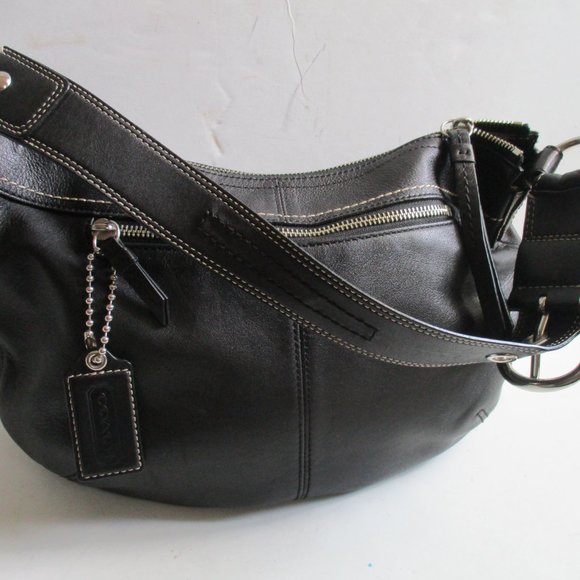 COACH Black Soft Leather HOBO Satchel - Picture 2 of 9